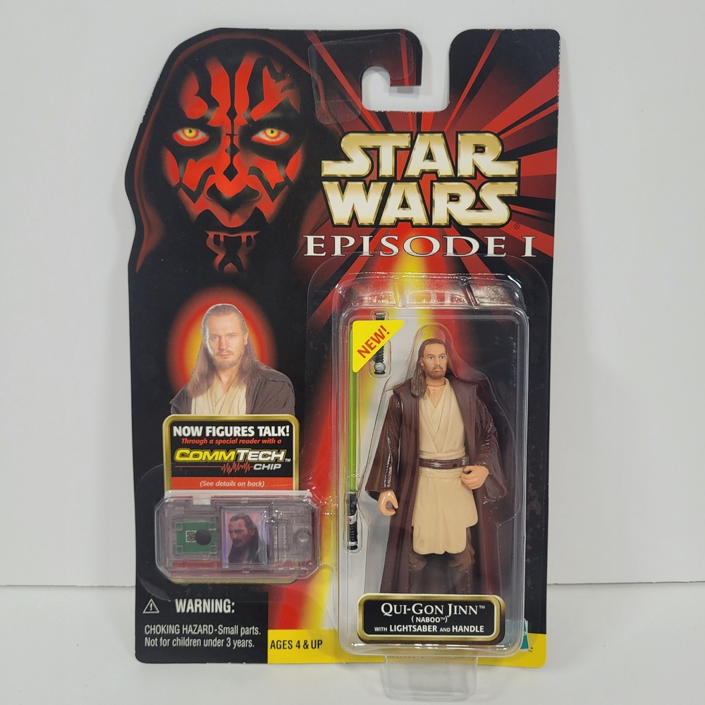 Star Wars Episode I Qui-Gon Jinn Naboo Action Figure CommTech Chip Hasbro 1999